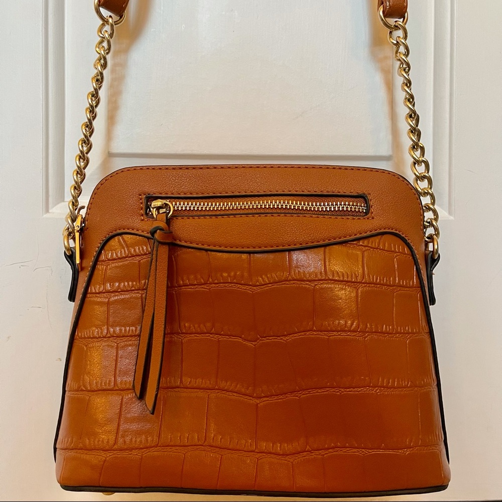 Brown & Gold Chain Crossbody Purse